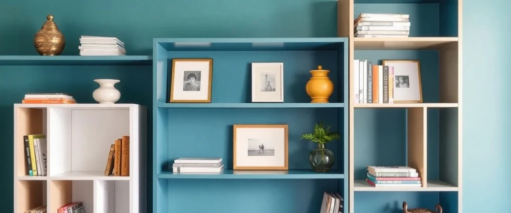 Cheap Home Decor Ideas: Transform Your Space on a Budget 5 mismatched shelfes