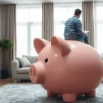 a man sitting on a piggy bank